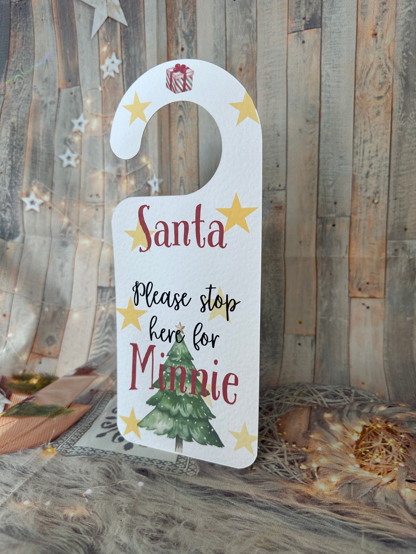 Red Santa Stop Here Personalised Door Hanger