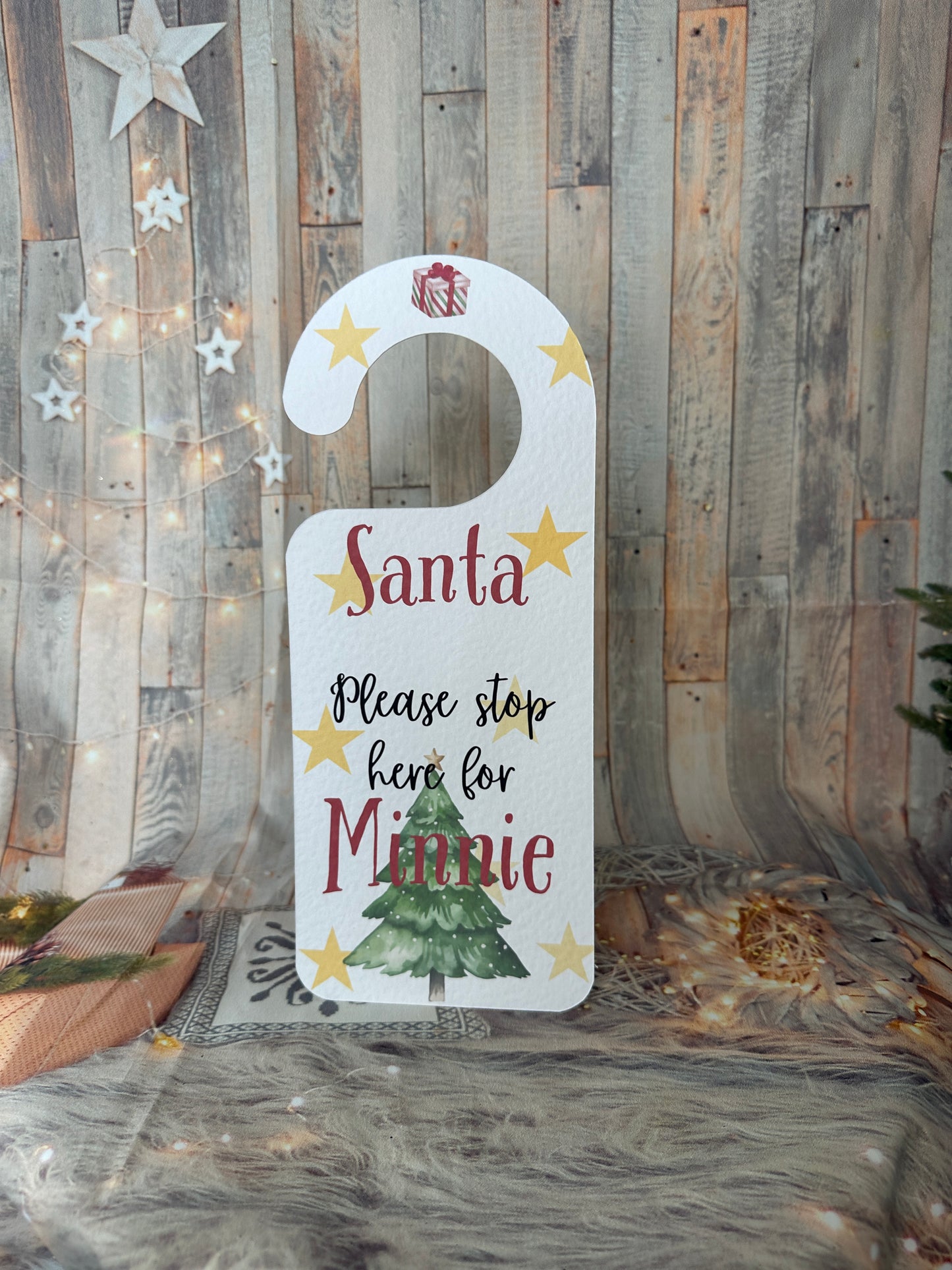 Red Santa Stop Here Personalised Door Hanger