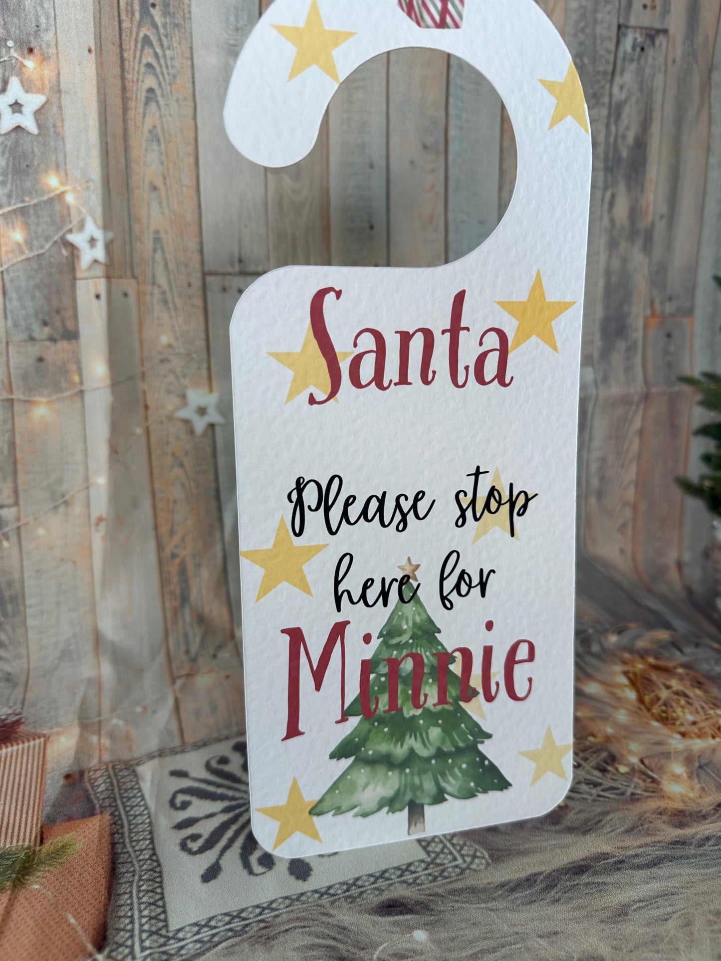 Red Santa Stop Here Personalised Door Hanger