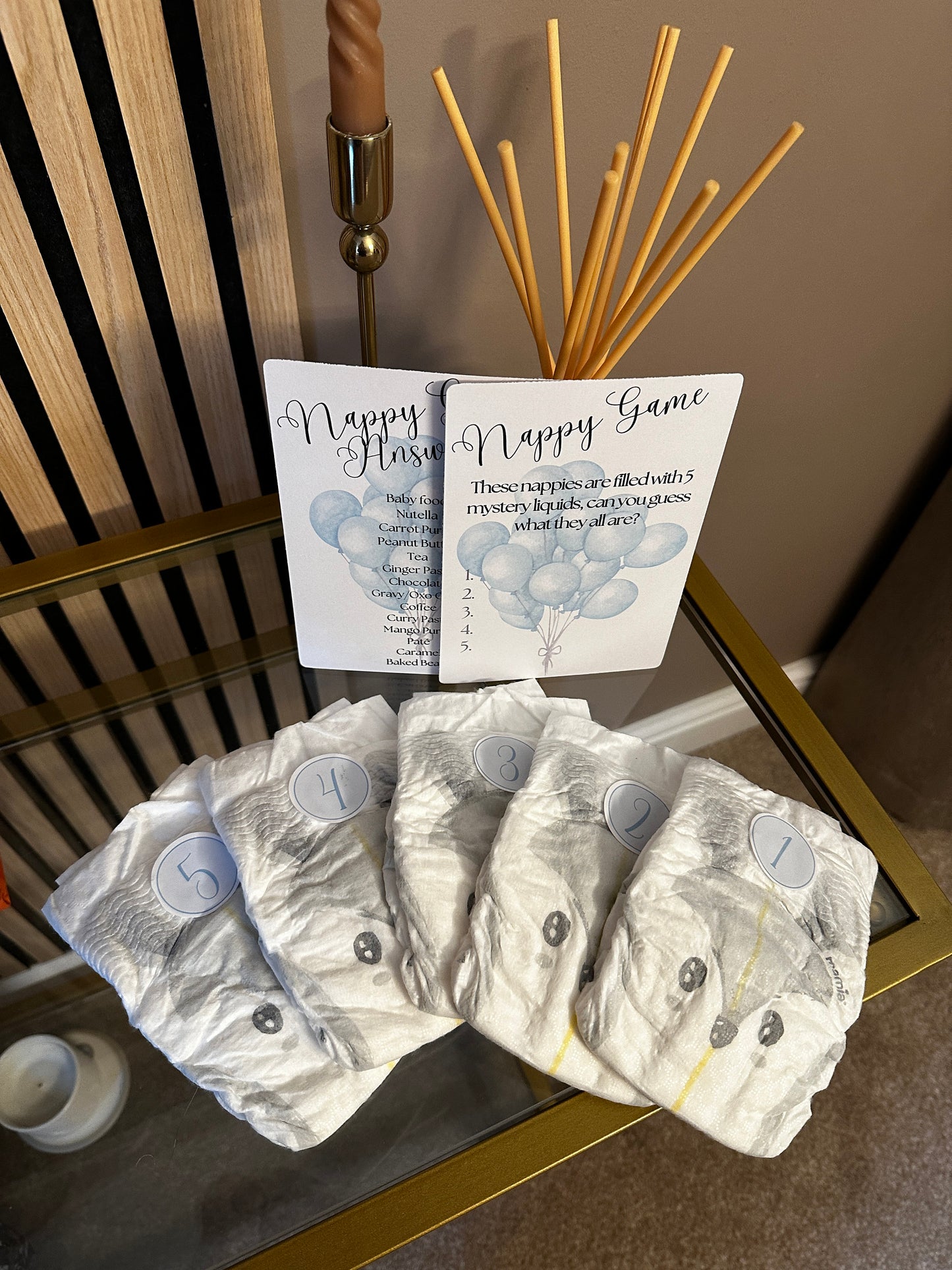 Blue Nappy Game- Includes 5 Nappies, and Filling Ideas