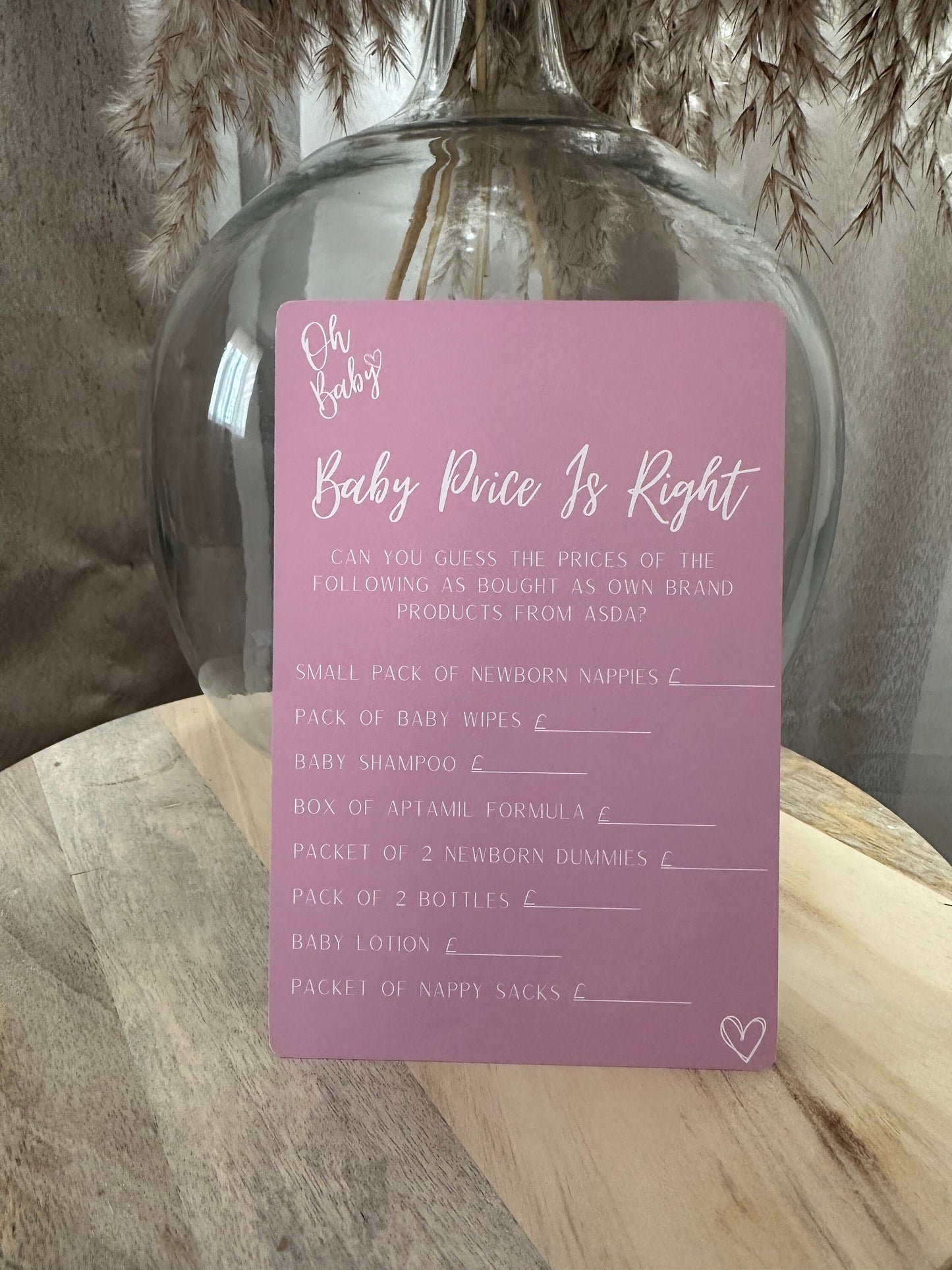 Pink Baby Price Is Right Game- Pack of 10