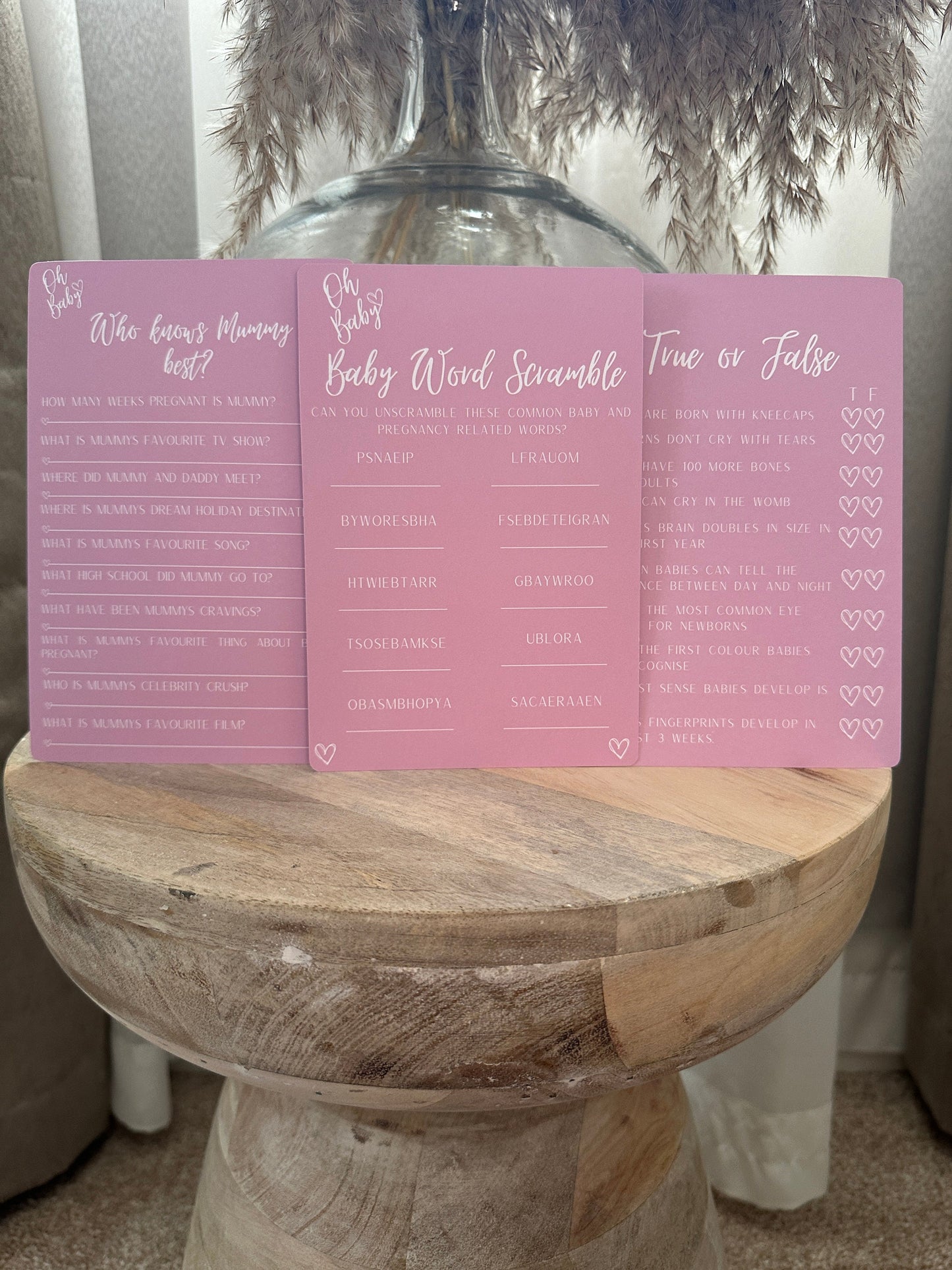 Pink Baby Shower Bundle: Includes 3 games, Prediction Cards, Advice For Mum Cards and Baby Bucket List cards.