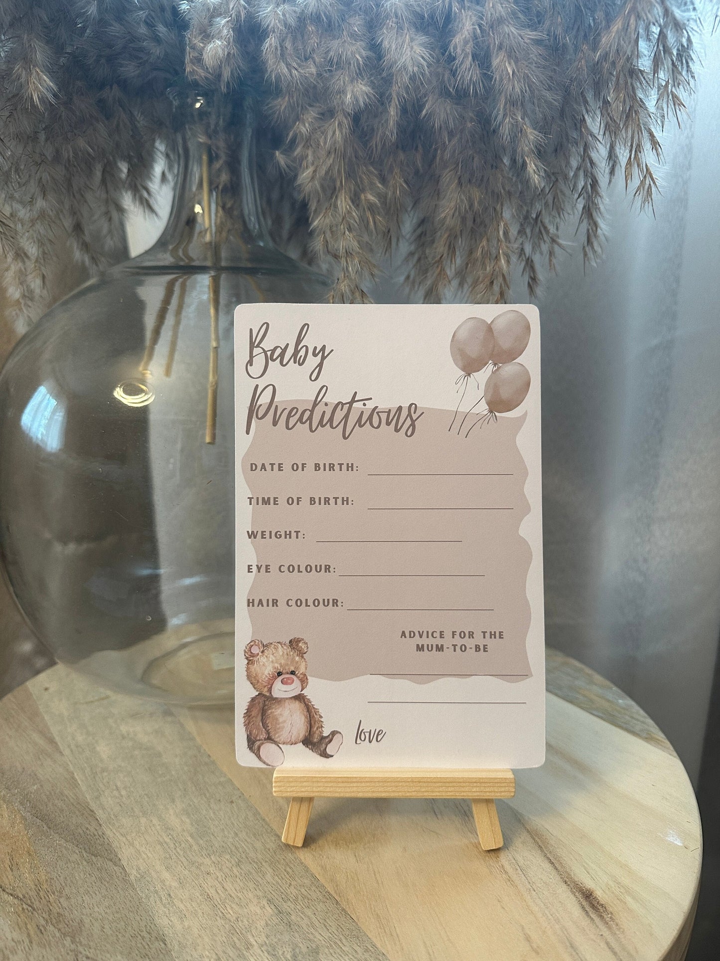 Teddy Bear Baby Prediction Cards