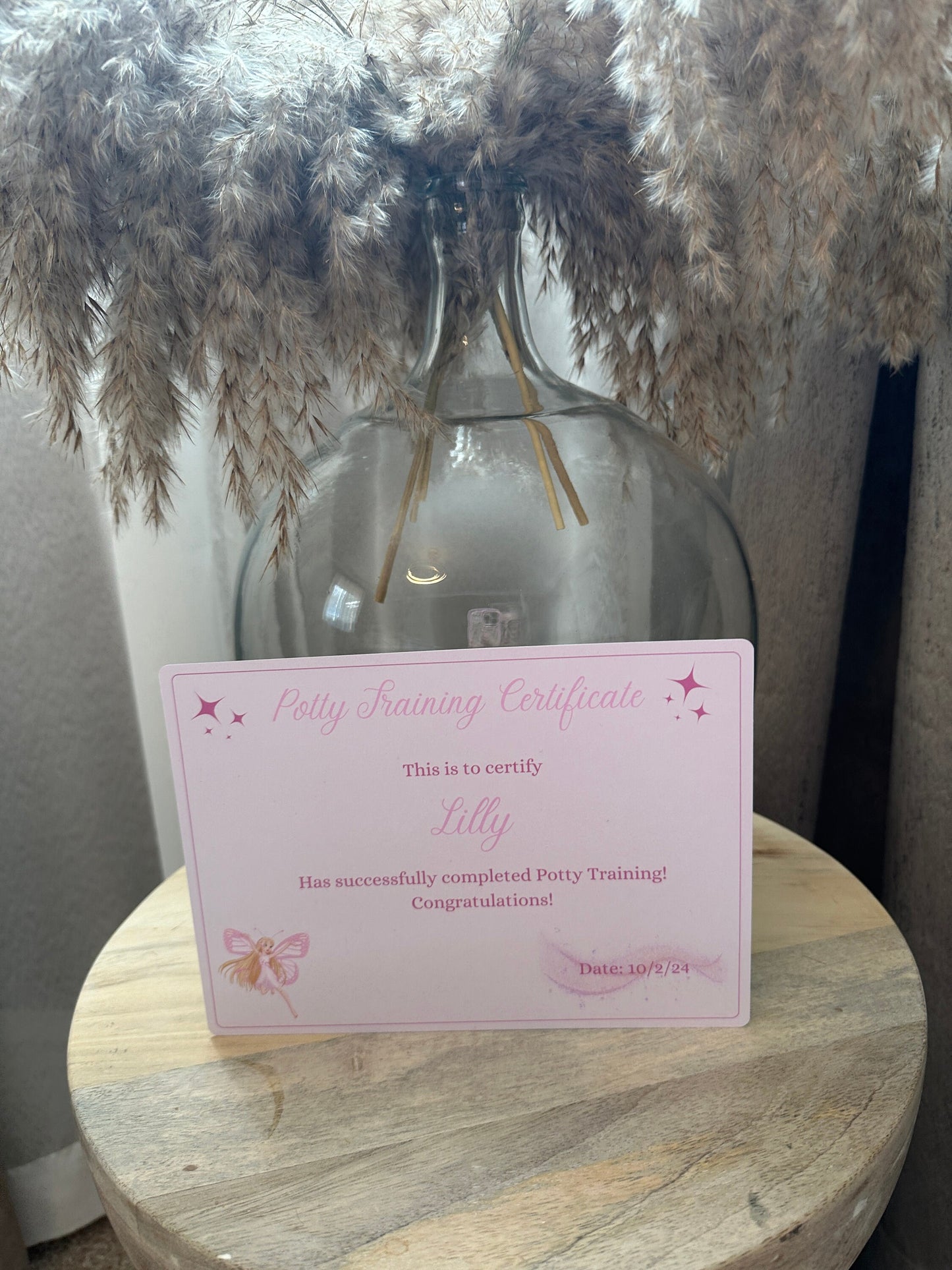 Pink Potty Training Certificate