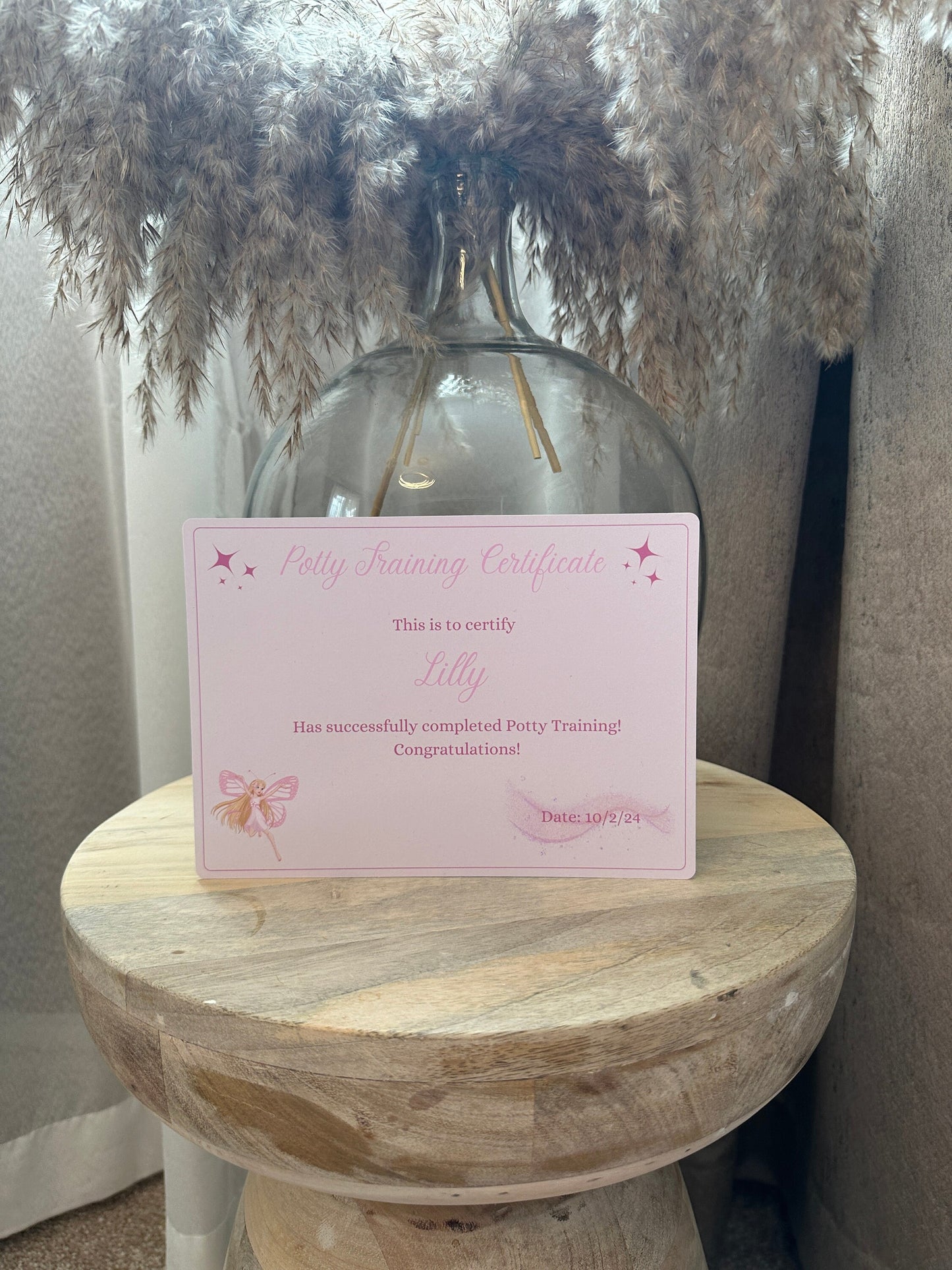 Pink Potty Training Certificate