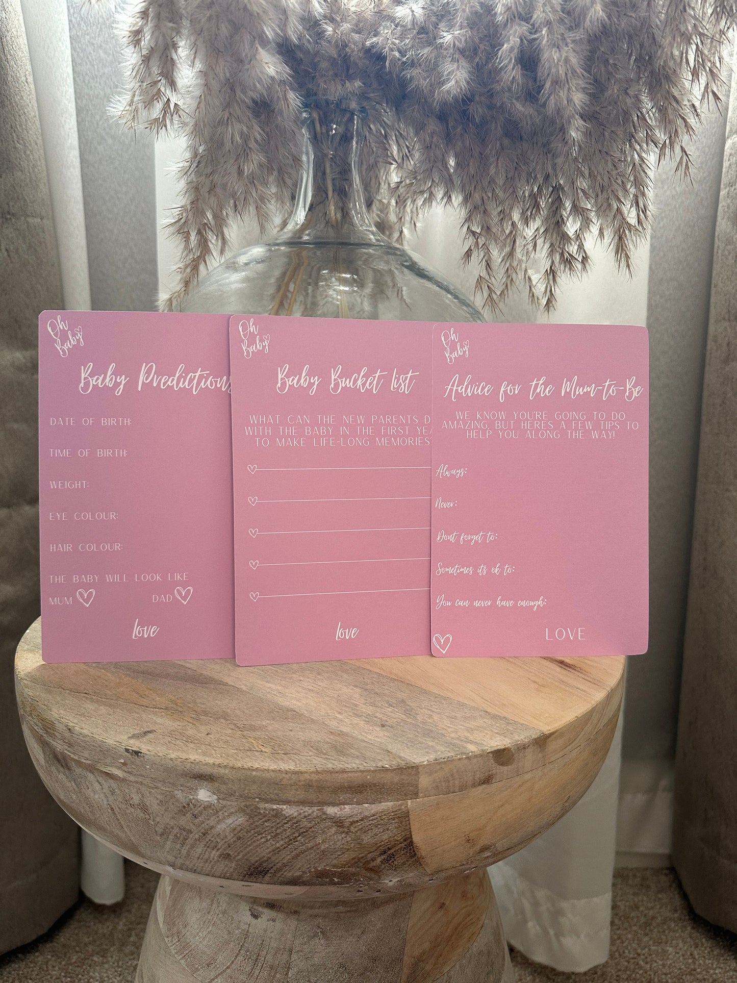 Pink Baby Shower Bundle: Includes 3 games, Prediction Cards, Advice For Mum Cards and Baby Bucket List cards.