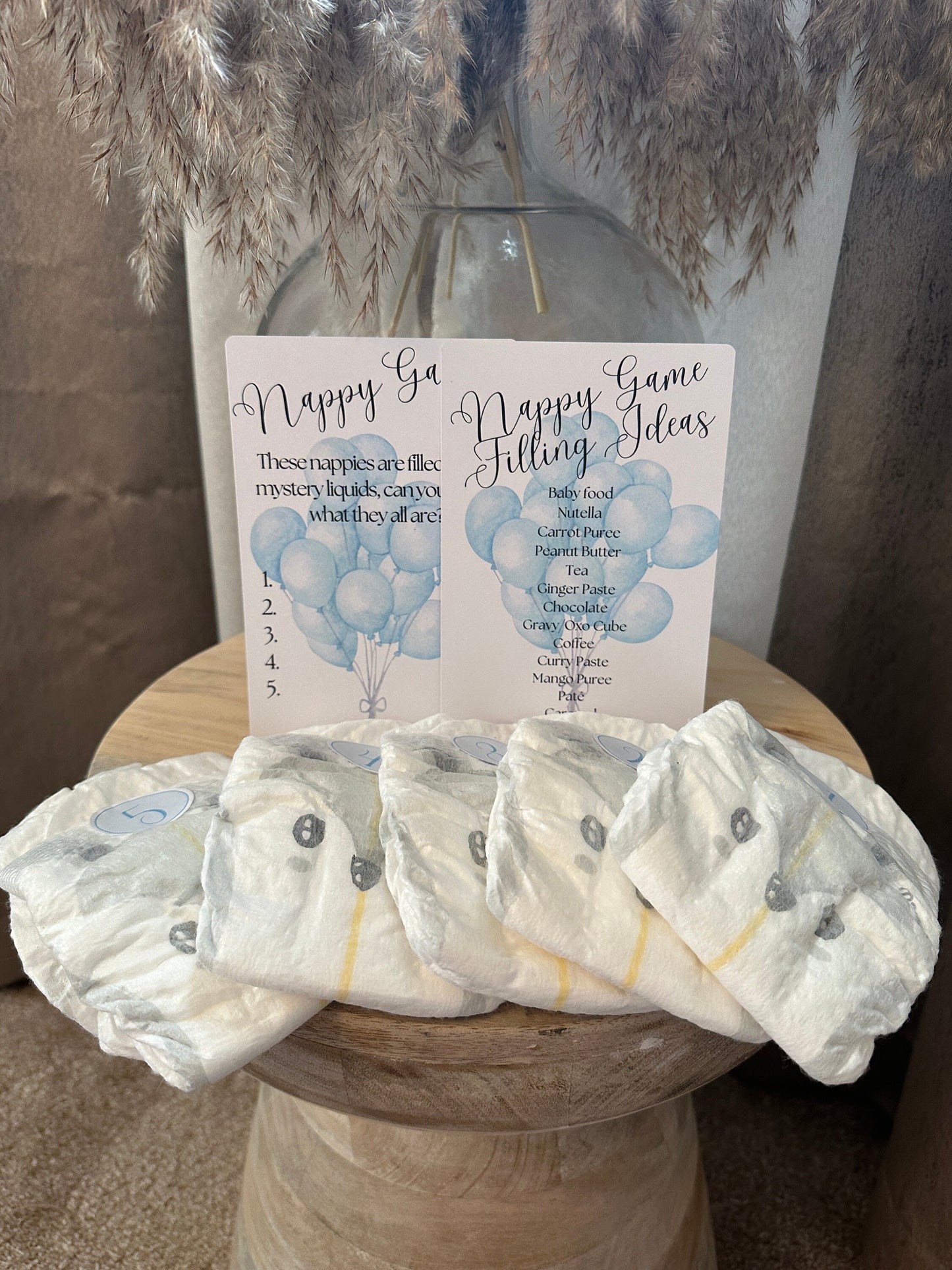 Blue Nappy Game- Includes 5 Nappies, and Filling Ideas