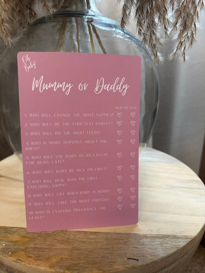 Pink Mummy Or Daddy Game- Pack of 10.