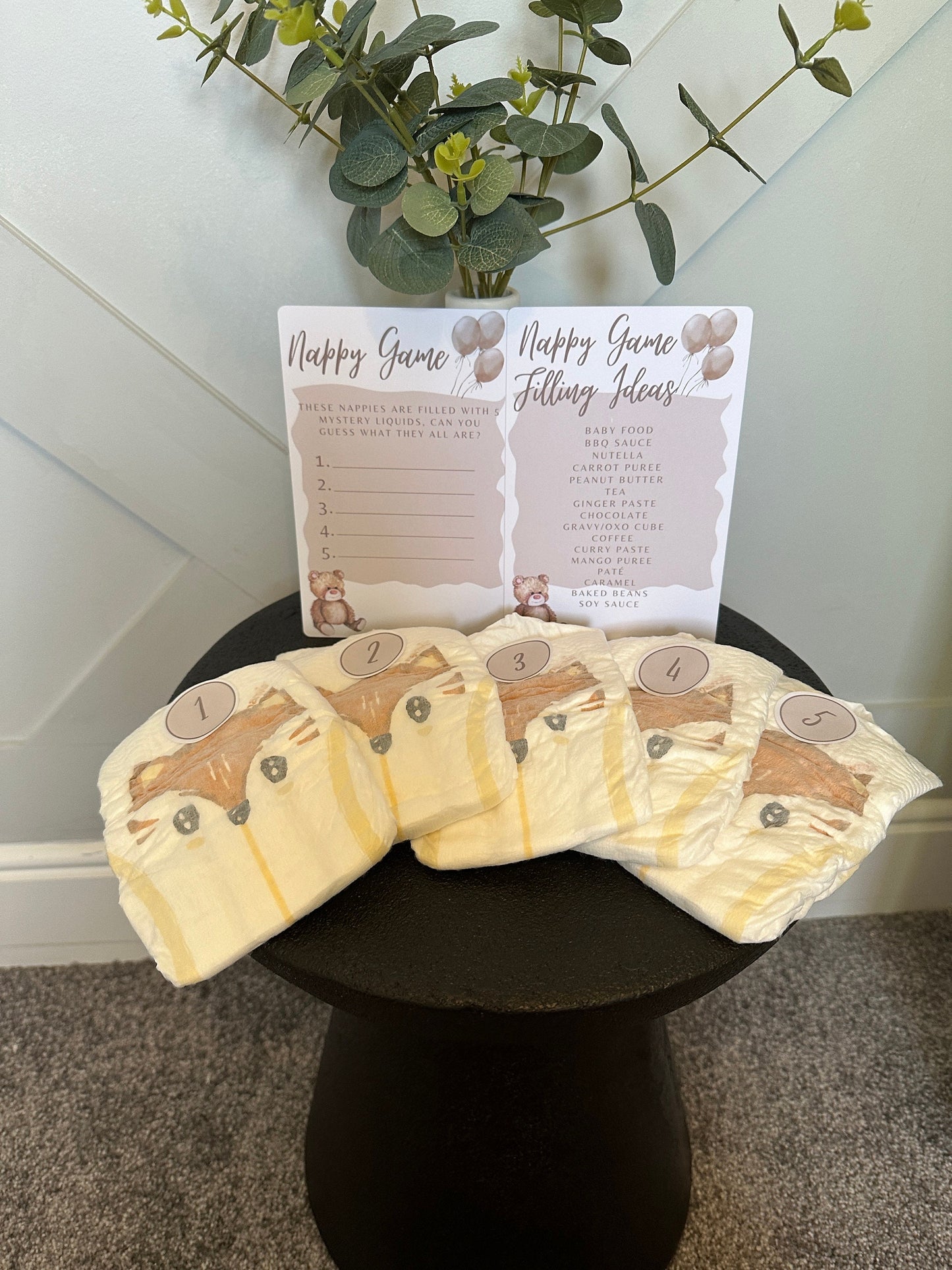 Teddy Nappy Game- Includes 5 Nappies and a list of filling ideas