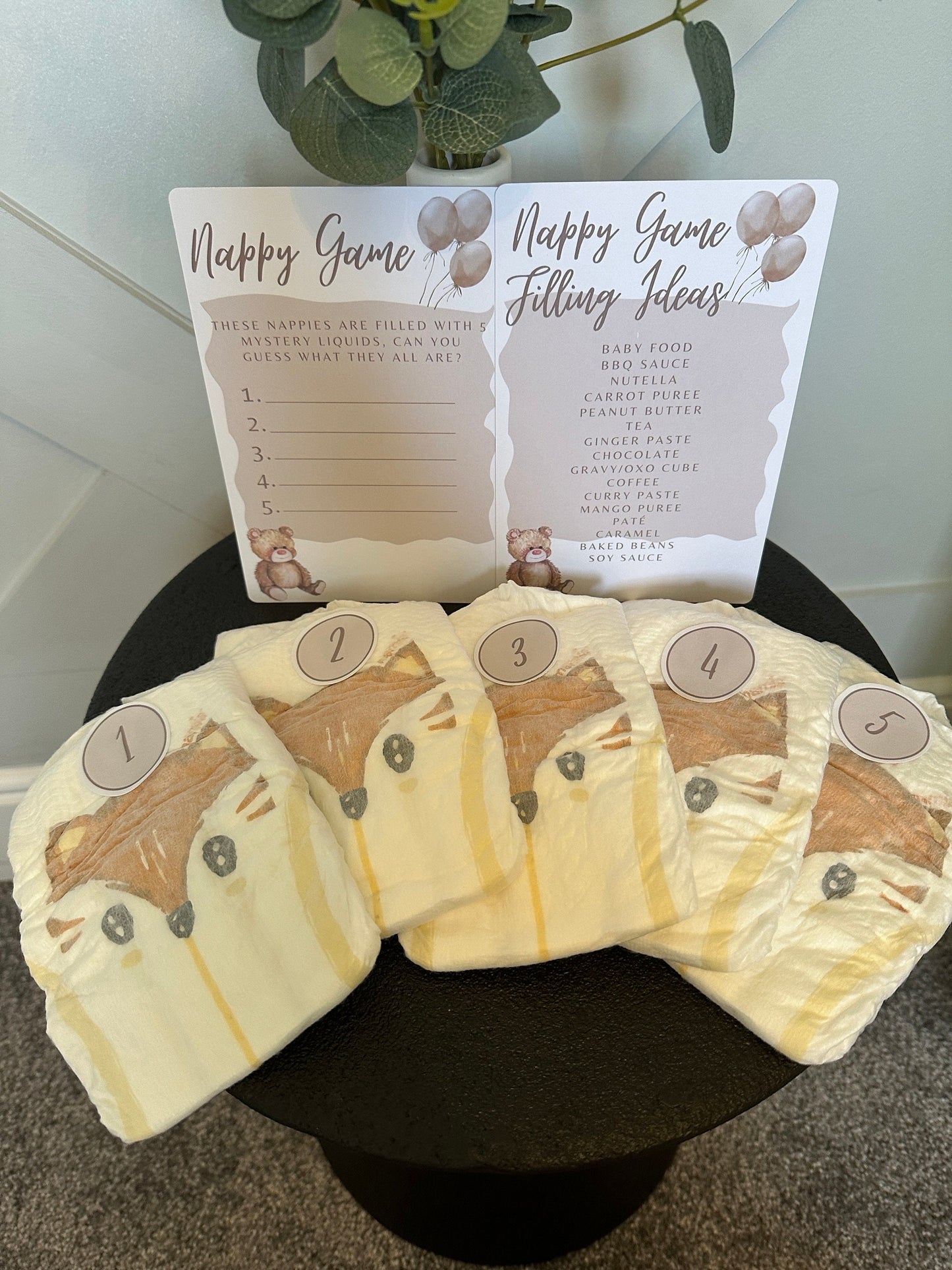 Teddy Nappy Game- Includes 5 Nappies and a list of filling ideas