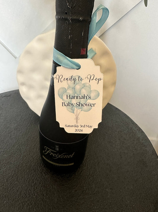 Blue 'Ready to Pop' Customisable Bottle & Gift Tags (x10)