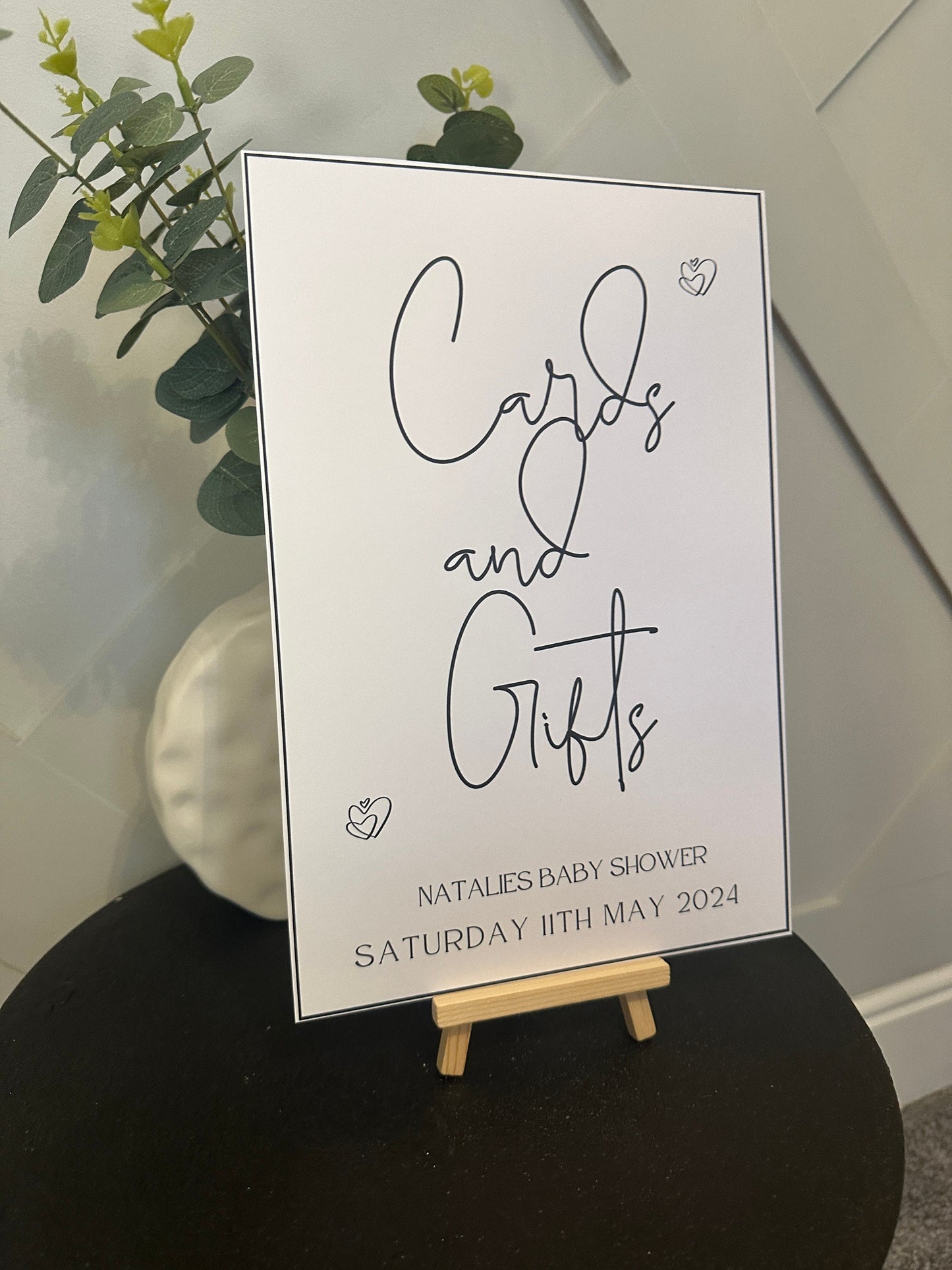 Black and White Cards and Gifts Sign- A4