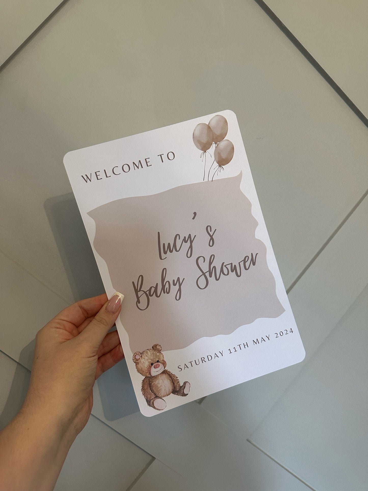 A4 Teddy Welcome Sign