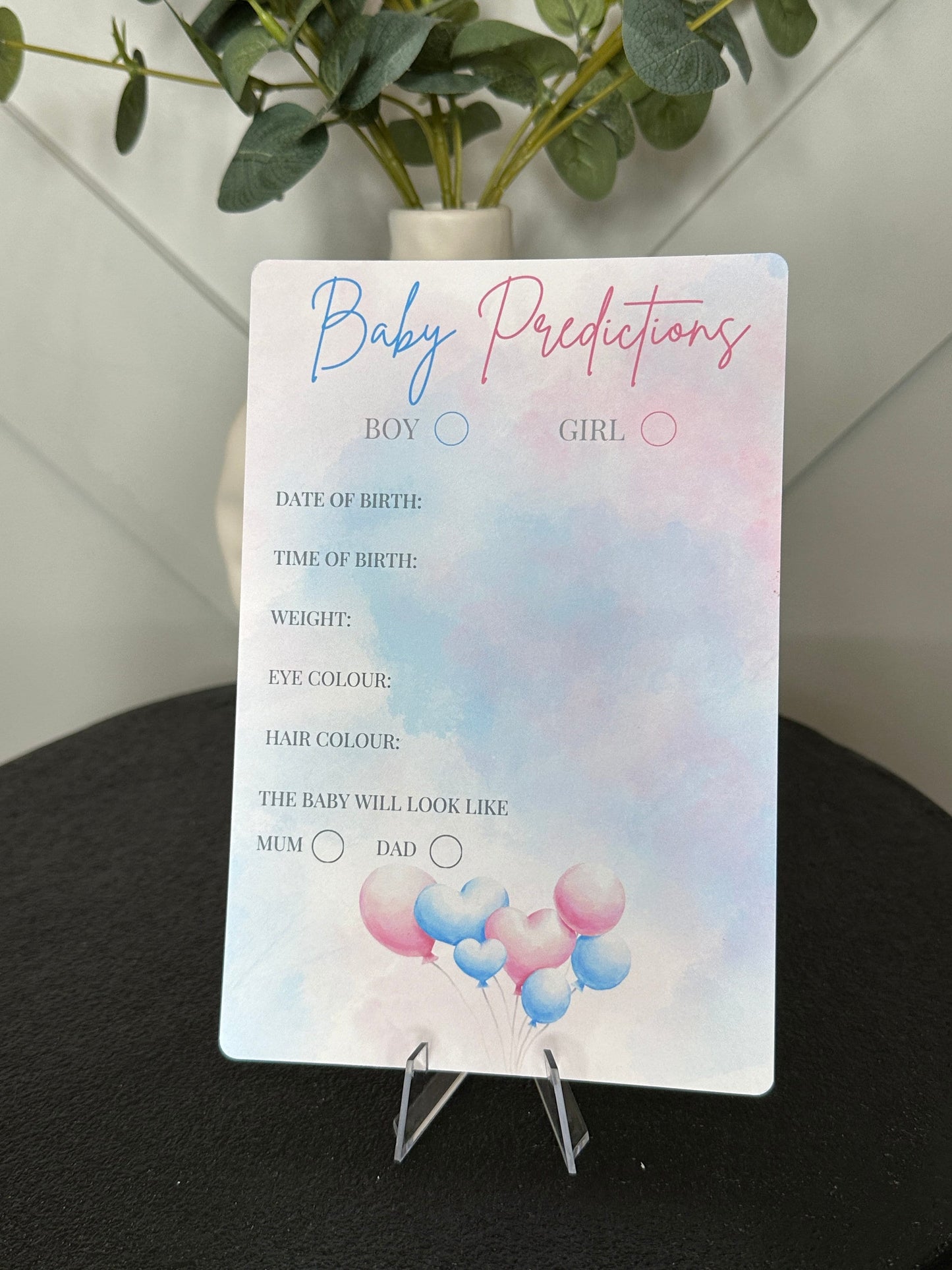 Gender Reveal Party Prediction Cards