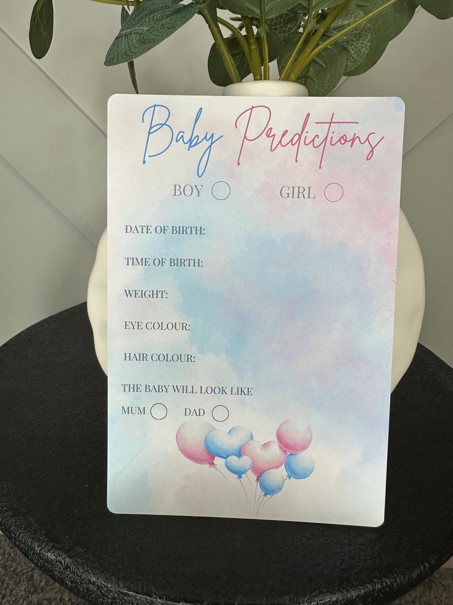 Gender Reveal Party Prediction Cards