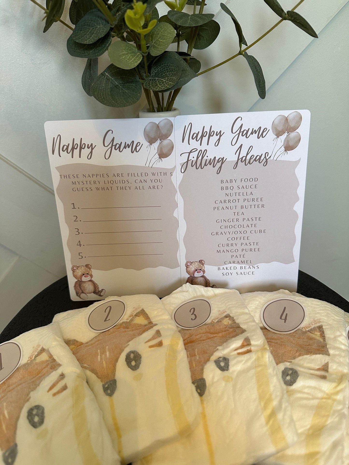 Teddy Nappy Game- Includes 5 Nappies and a list of filling ideas