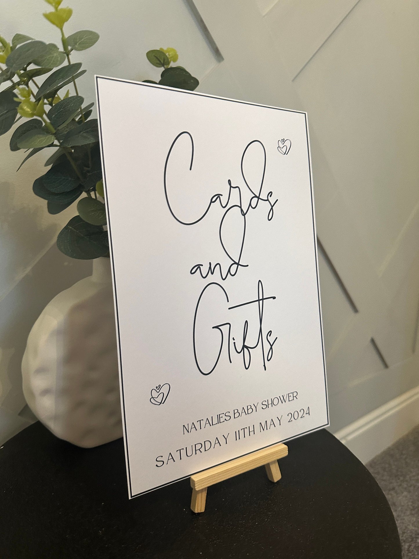 Black and White Cards and Gifts Sign- A4