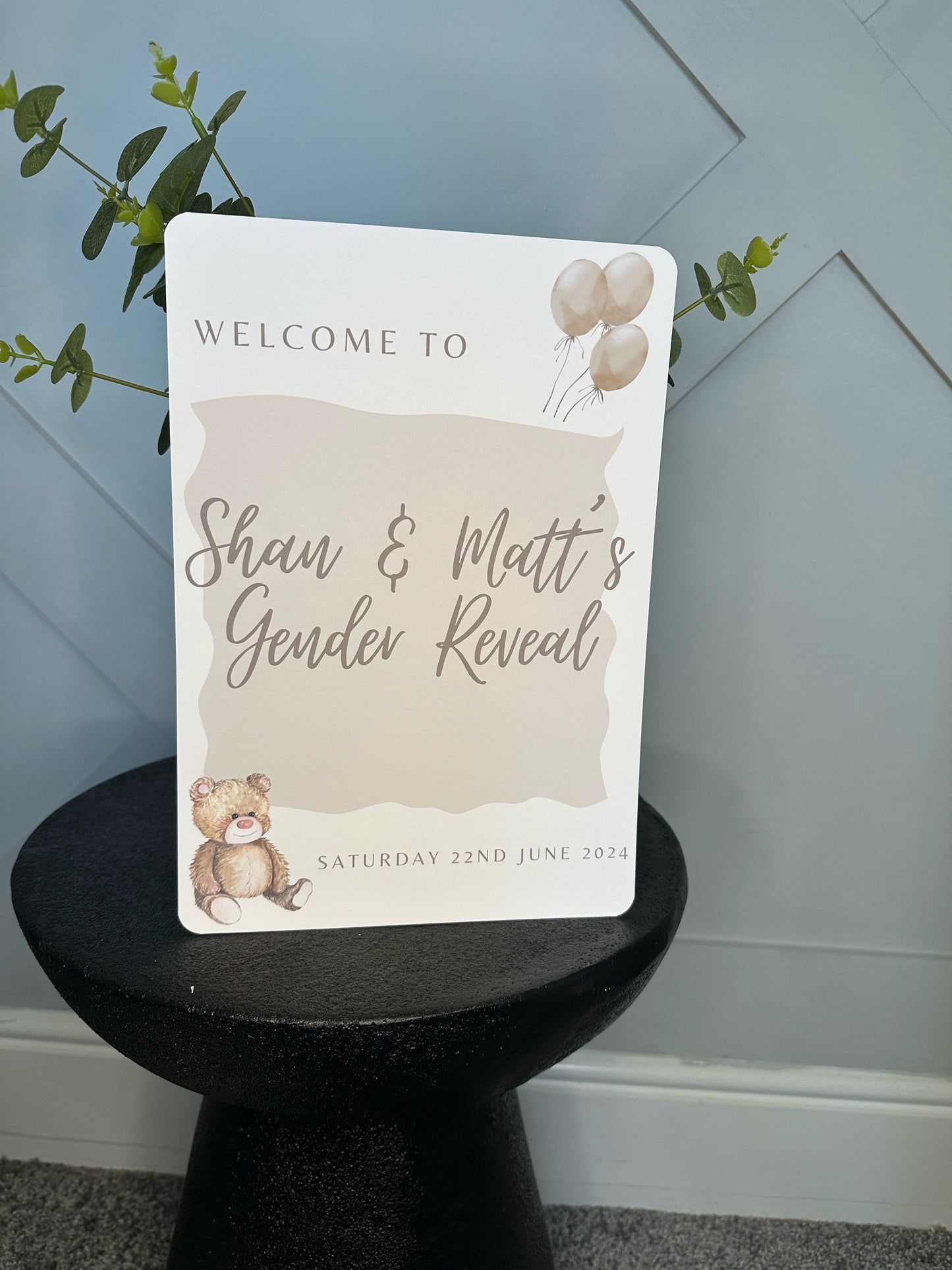 A4 Teddy Welcome Sign