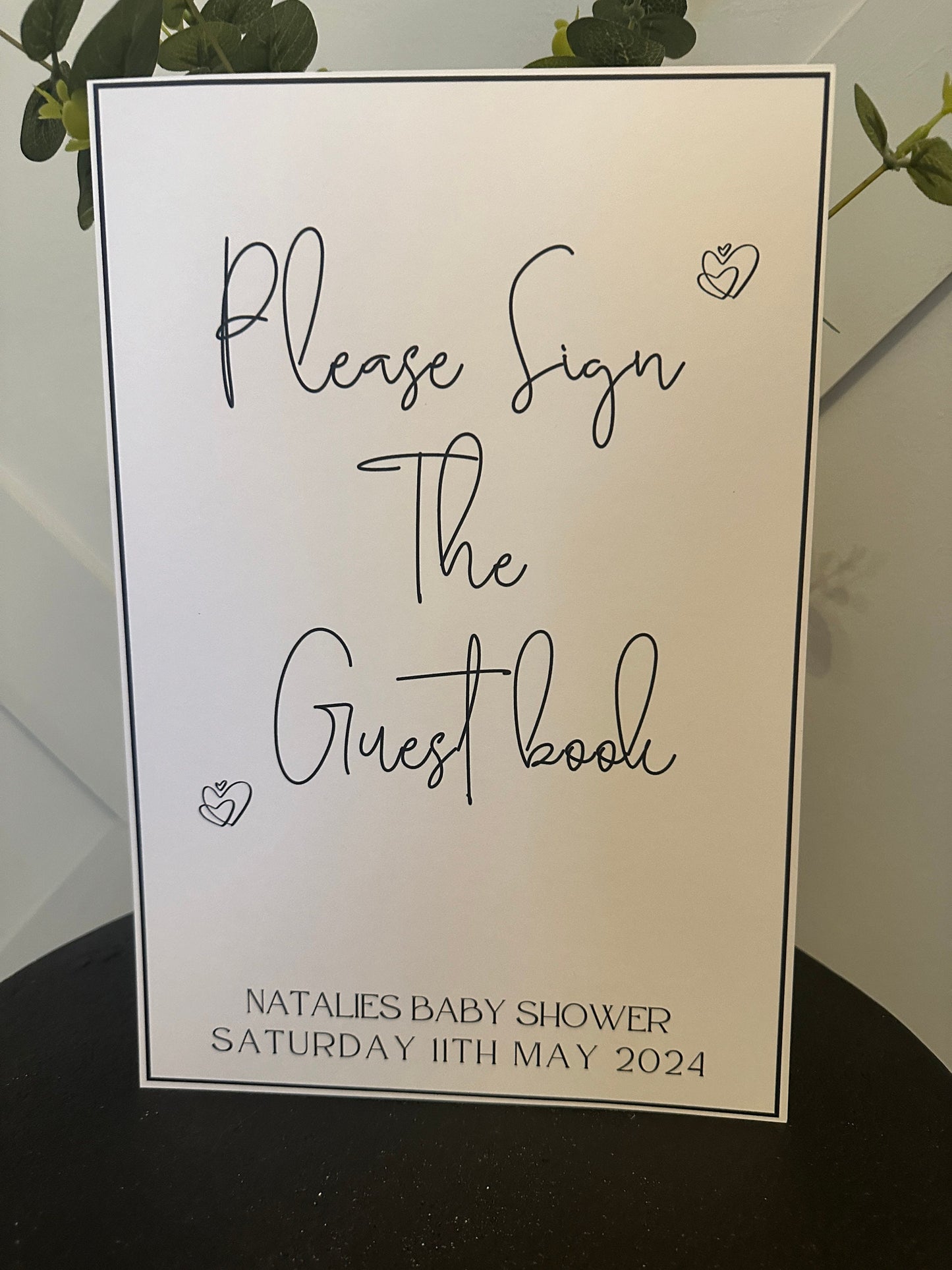 Personalised Black and White Baby Shower Guest Book Sign