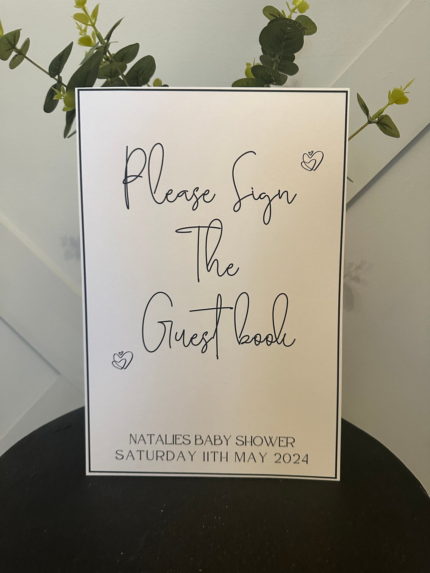 Personalised Black and White Baby Shower Guest Book Sign