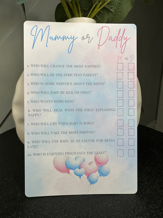 Mummy Or Daddy Game- Pack of 10