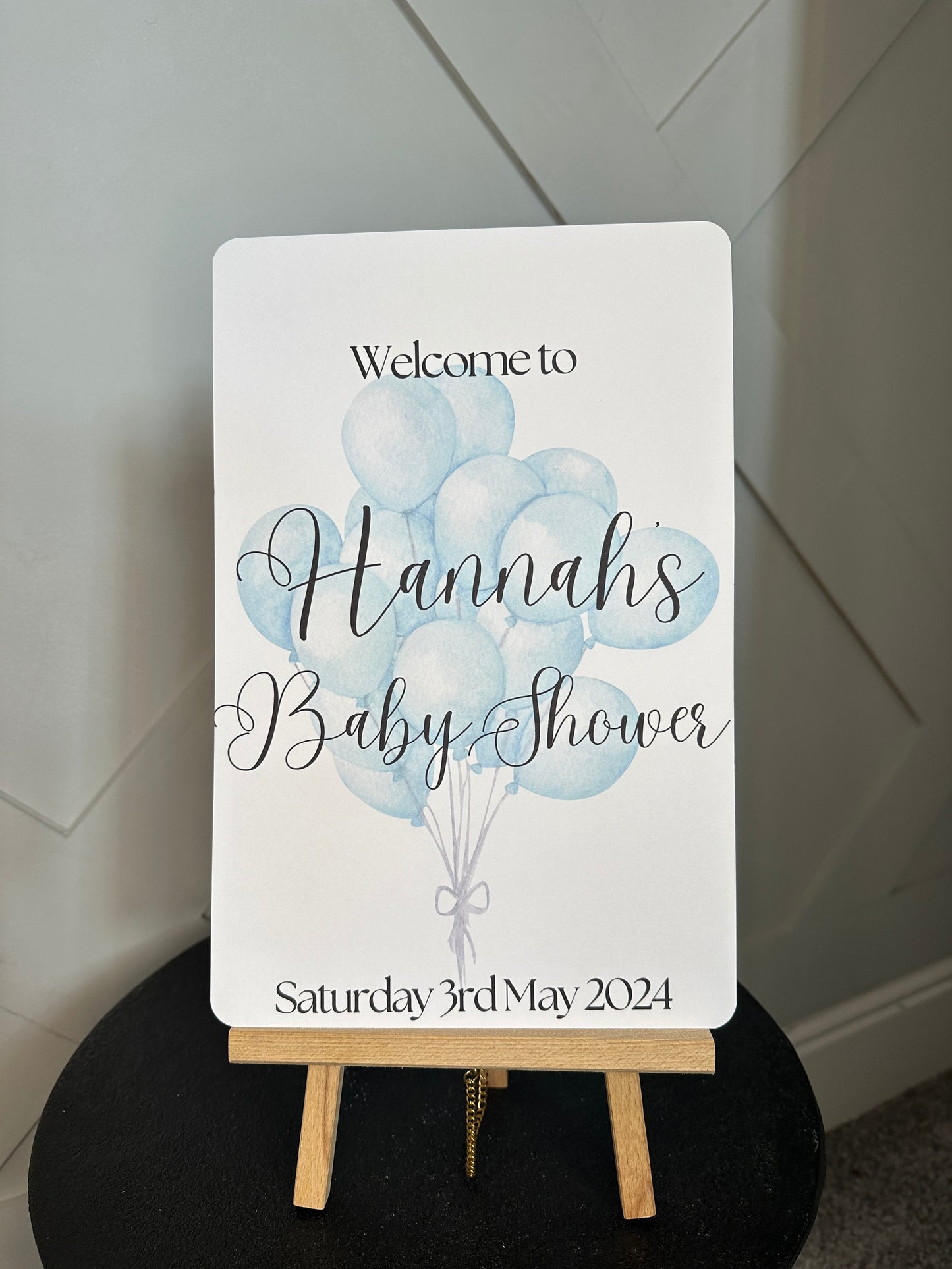 Personalised Blue Balloons A4 Welcome Sign